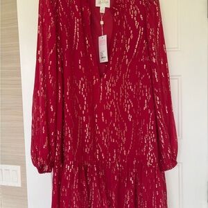 Lilly Pulitzer Red and Gold Long Sleeve Dress